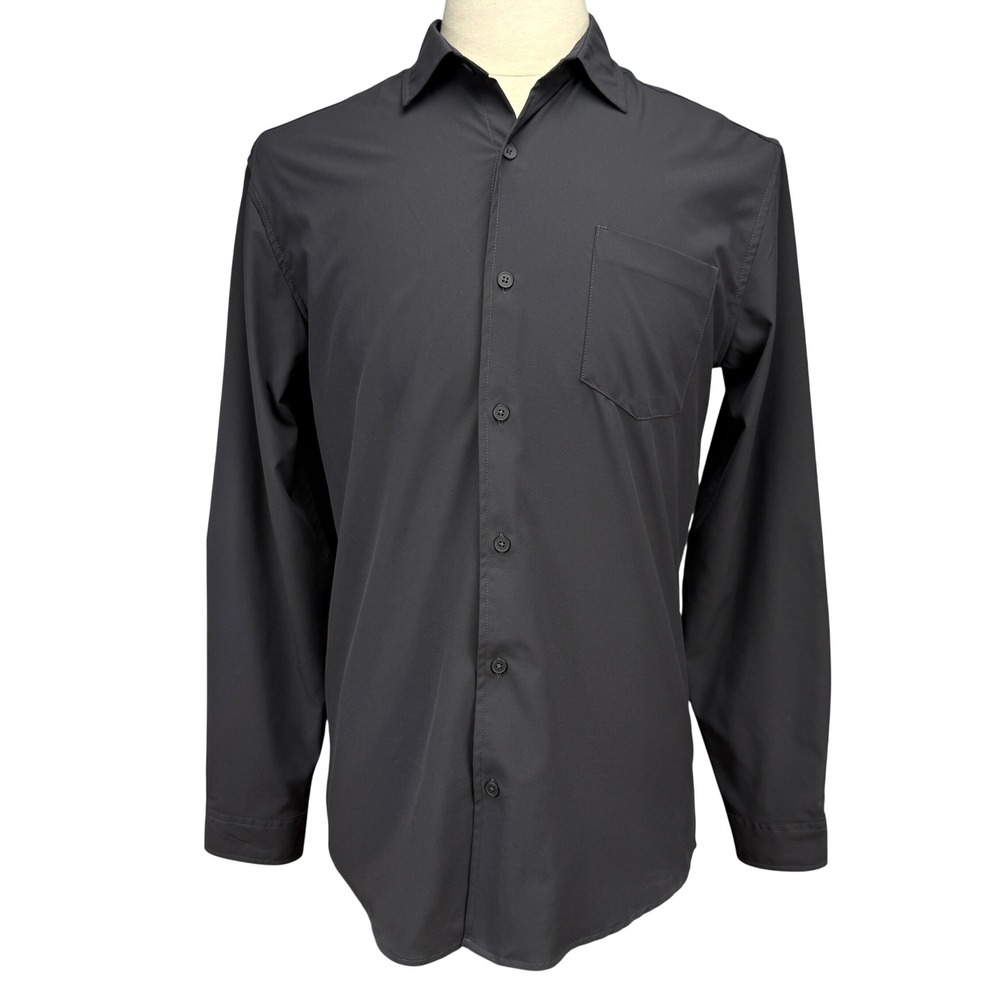 FRANK AND OAK Technical Mens Charcoal Grey‎ Button Down Shirt Size M